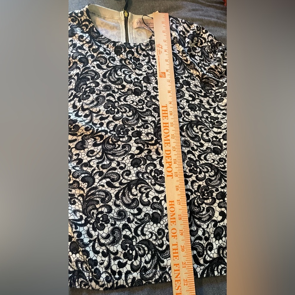 Philosophy Republic Clothing Black & White Lace-Print Women's Sweater Top - Picture 8 of 10